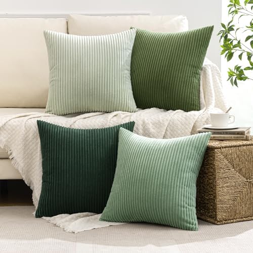 MIULEE Soft Corduroy Decorative Throw Pillow Covers Forest Green 16x16 - Image 2