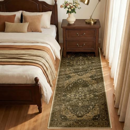 RELEANY Washable Area Rug, Runner 2'x6', Brown/Dark Brown - Image 3