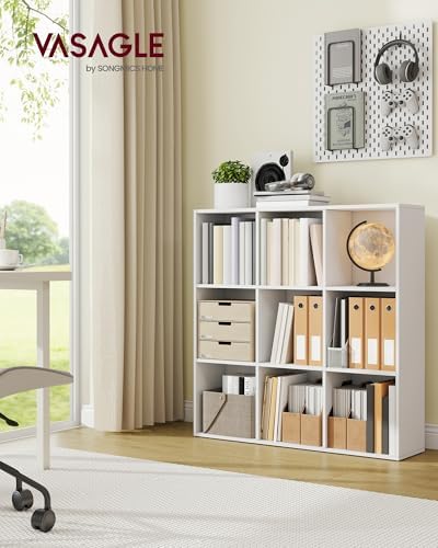 VASAGLE Bookshelf, 9 Cubes Storage Organizer, 38.6 x 9.4 x 38.6 Inches - Image 2