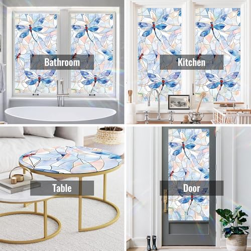 Window Privacy Film Frosted Glass Window Sticker Window Film Static Glass Cling Tint Non-Adhesive for Home Door Decorative Frosting Cover 17.5 X 39.3 inch - Image 4