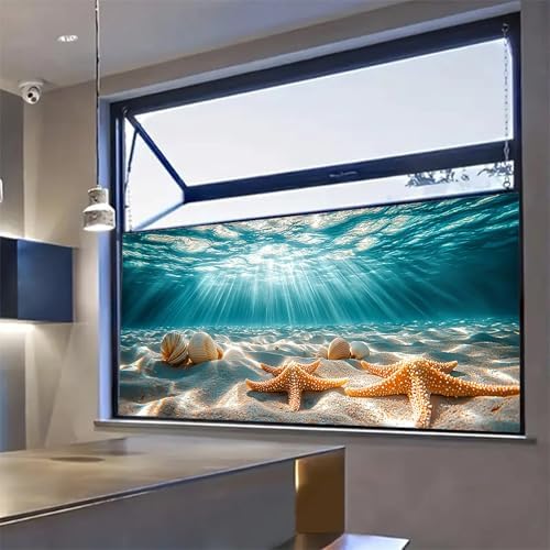 HOMETITUTE Underwater Sea Shell Starfish Window Cling 39.3x17.7 Inch PVC - Image 7