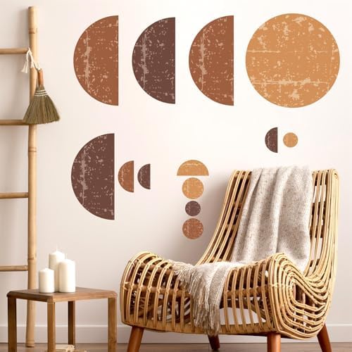 Kazova Large Half Circle Wall Stickers 2 Sheets Vintage Boho Geometric Semicircle Arch Decals Peel and Stick Removable for Bedroom Living Room Headboard Decor - Image 5