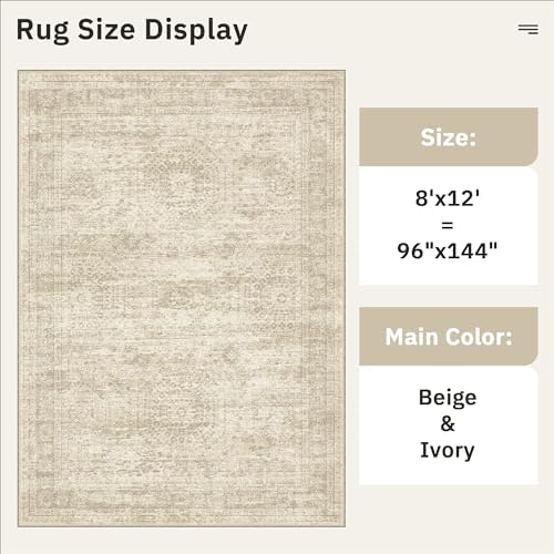 Soalmost Washable Area Rug 8x12 Large Soft Beige Rugs for Living Room - Image 5