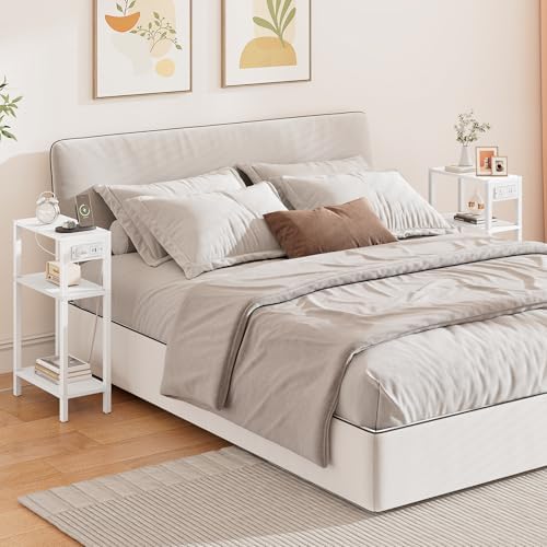 TUTOTAK Narrow Side Table, 3-Tier Small End Table with Charging Station - Image 5