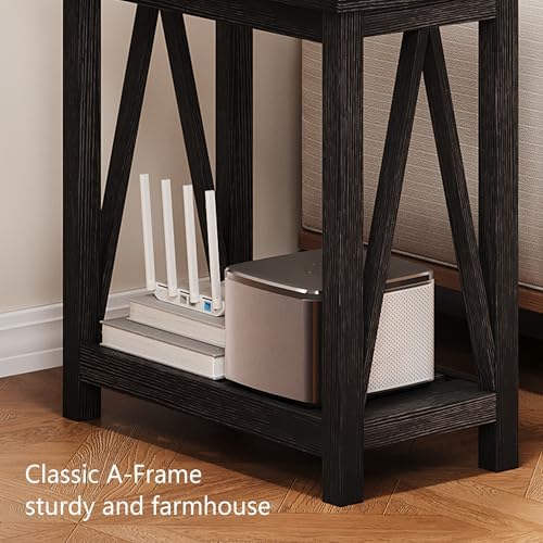 ChooChoo Farmhouse End Table, Narrow Side Table with Shelf - Image 6