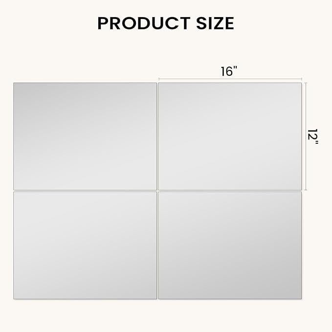 VASUHOME Large Mirror Tiles 16"x12" (4 Pack), Full Length Wall Mirrors for Home Gym, Garage, Bedroom, Living Room, Door – HD Reflection, Easy DIY Installation - Image 7
