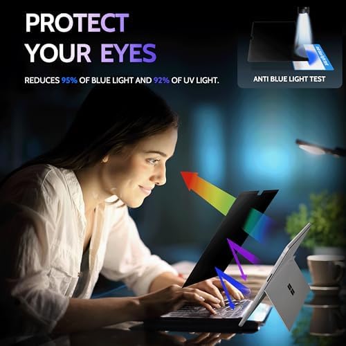 Peslv Privacy Screen for 12.3 Inch Surface Pro 7+/7/6/5/4/3, MagicSuction™ Removable Anti Spy Black Protector, Glare Blue Light Filter for Microsoft Laptop Computer Monitor - Image 6