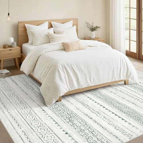 Nakagishi Green Rug Living Room Rugs: 8x10 Washable Boho Large Neutral Soft Farmhouse Stain Resistant Modern Non Slip Indoor Floor Carpet for Bedroom Nursery Kids Playroom Office Dining Room Home - Image 5