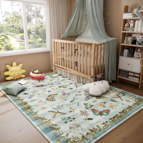 Machine Washable Rug for Living Room: 5x7 Area Rugs Vintage Rug Stain Resistant Non Slip Low Pile Soft Lightweight Carpets Rugs for Bedroom Kitchen Dining Room Nursery Kids Room Farmhouse Indoor - Image 6