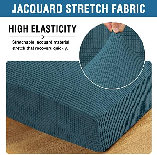 H.VERSAILTEX Super Stretch Individual Seat Covers - Sofa & Couch Cushion Slipcover Sets (Thick Jacquard Textured Twill Fabric, Deep Teal) - 2 Piece Large - Image 4
