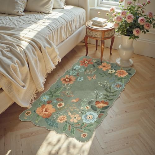 Lahome Floral Small Rugs for Entryway, 2X3 Washable Kitchen Rugs Non Slip - Image 4