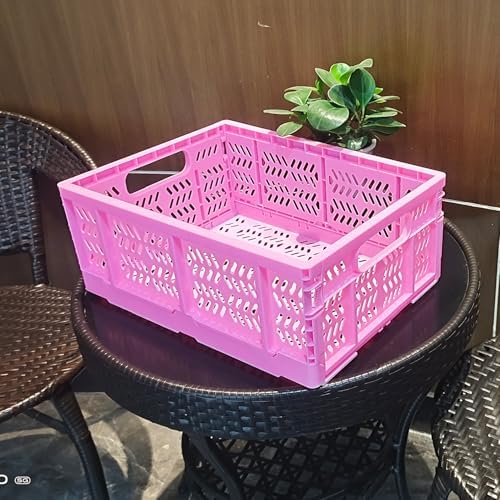 20L Folding Crate, 4Pack Plastic Storage Baskets Organizer for Home and Office,Collapsible Storage Crates for Home Office and Outdoor Organizer.(Pink) - Image 5