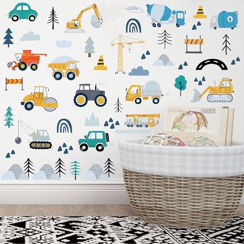 AOWDIAO Construction Vehicle Wall Decals – 90Pcs Reusable Peel and Stick Vinyl Stickers for Kids’ Room, Nursery & Playroom – Removable Truck Decoration for Boys & Toddlers - Image 6