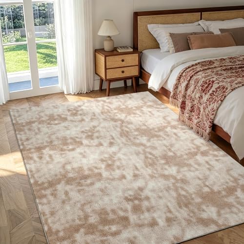 4x6 Tie-dye Light Tan Area Rug Non-Slip Washable for Bedroom Living Room - Image 2