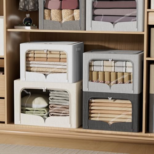 FHSQX 3 Pack Clothes Storage Bins with Metal Frame - Image 6