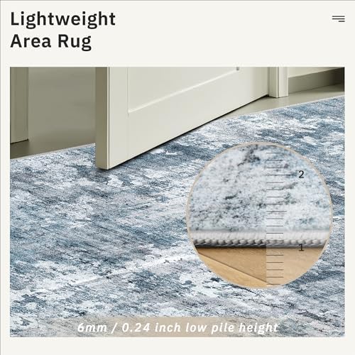 Soalmost Abstract Runner Rug 2x12 Hallway Kitchen Runners Blue/Grey - Image 7