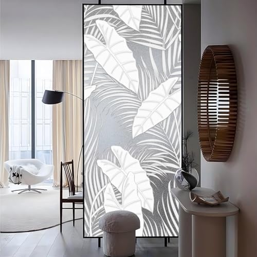 Faux 3D Frosted Tropical Window Privacy Film for Glass Door and Window, 29.53"x68.90" 3D-Caladium by ChicSkin