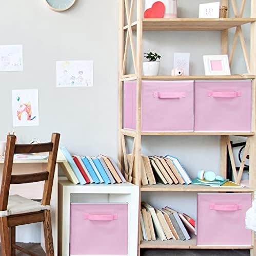 Simple Houseware 11-Inch Foldable Cube Storage Bins, Pink, 6-Pack - Image 4