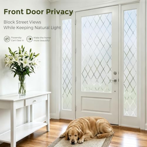 Frosted Window Privacy Film Diamond Static Cling 35.4 x 118.1 in - Image 2