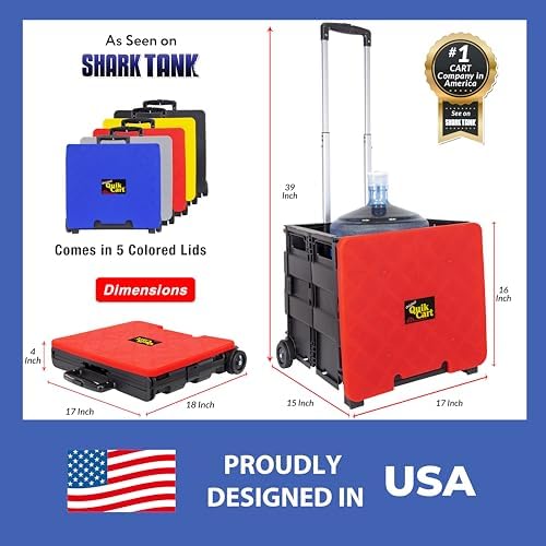 dbest Products Quik Cart Standard Collapsible Rolling Crate - Red Lid - Image 4