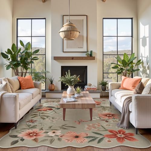 Lahome Floral Washable Rugs 8x10, Non-Slip Soft Bedroom Rug Stain Resistant - Image 4