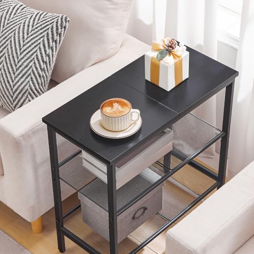 HOOBRO Black Side Table, 3-Tier Metal Side Table, Small Black Table with 2 Flat or Slant Adjustable Shelves for Small Spaces, Hallway, Living Room, Bedroom, Sturdy, Easy Assembly, Black BB23BZ01G1 - Image 5