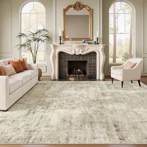 Soalmost Abstract Rug 8x12 Large Living Room Area Rugs Washable Beige/Gray by Soalmost