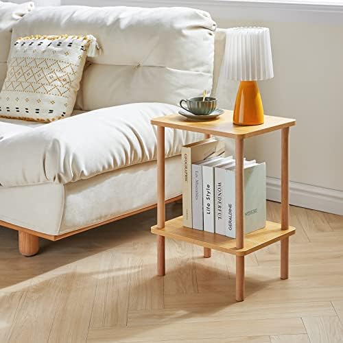IBUYKE 2-Tier Side Table, Wood End Table, Natural UWST002N - Image 2