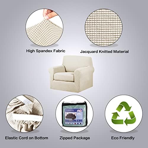 H.VERSAILTEX 2-Pieces Armchair Cover Chair Slipcovers with Arms Furniture Protector Cover Fit Armchair Width Up to 47 Inch, Jacquard Spandex Couch Covers Armchair Slipcover - Island Fossi, Chair - Image 6