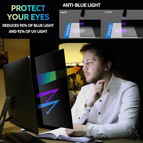 Peslv [2 Pack] 32 Inch Privacy Screen for Computer Monitor 16:9 Aspect Ratio, Eye Protection Anti Blue Light Glare Shield, 32inch Removable Black Blackout Anti Spy Desktop Security Private Filter - Image 5