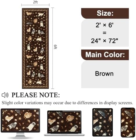 DUKINO 2x6 Kitchen Runner Rug, Washable Soft Non Slip Dog Rug, Brown - Image 2