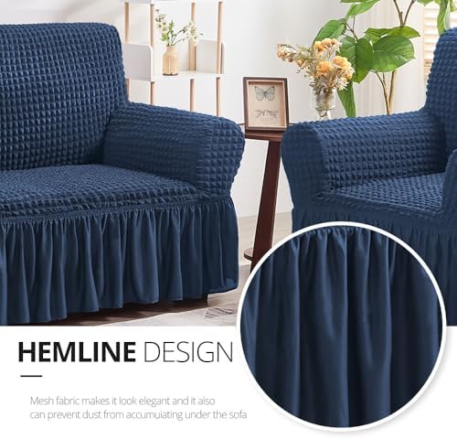 NICEEC Sofa Cover Navy Blue Couch Cover Stretch Sofa Slipcovers with Skirt - Image 4