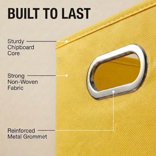 Household Essentials 6 ct Open Fabric Cube Storage Bins, Golden Yellow - Image 5