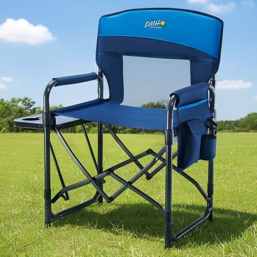 DMH OUTDOORS Camping Directors Chair with Side Table & Breeze Mesh Backrest by DMHOUTDOORS