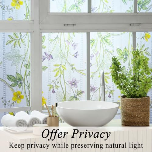 Wild Flowers Botanical Stained Glass Window Film Privacy Anti UV 35x78.7in - Image 4