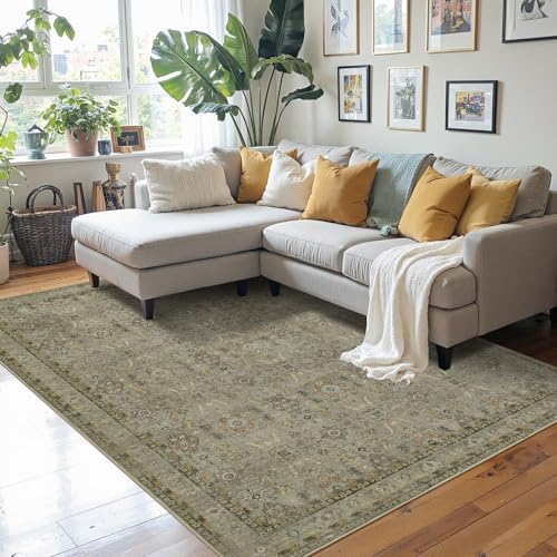 Rugxara 4x6 Area Rug Washable Rug for Living Room Bedroom, Olive Green - Image 3