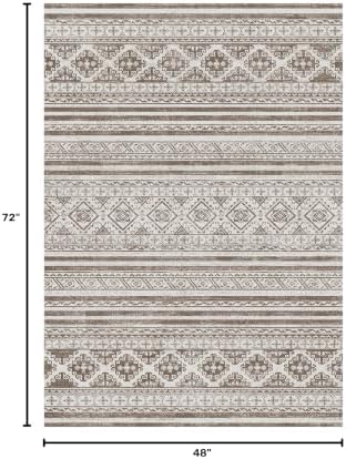 RUGSURE Washable Area Rugs 4' x 6' - 1/6 Thick - Moroccan-Inspired -Stain & Water Resistant Non-Slip - Resistant Rug for Living Room, Bedroom, Nursery, Pet & Child Friendly (Brown) - Image 2