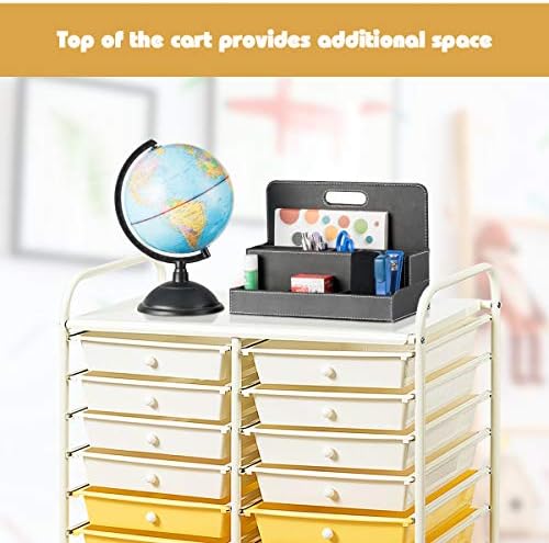 Giantex 20 Drawer Rolling Storage Cart Tools Scrapbook Paper Office School Organizer (25 x 15 x 35 Inch, Yellow) - Image 6