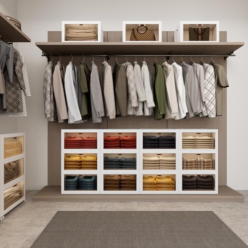 JOYMOOP 198 Qt Stackable Storage Bins with Lids, Closet Organizers and Plastic Storage Drawers for Home, 3 Pack Cubes - Image 5