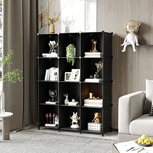 AWTATOS 12 Cube Storage Organizer, Closet Organizer Storage Shelves, Black - Image 6