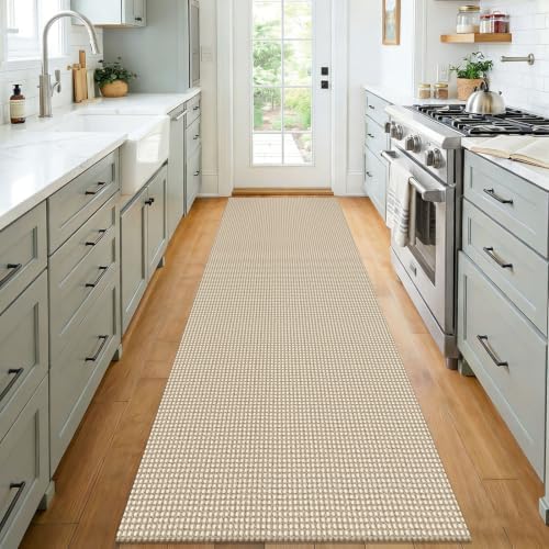 KOZYFLY Woven 3x7 Washable Kitchen Runner Rug, Non Slip Wide Runners for Hallway, Cotton Entryway Runner, Braided Floor Carpet for Entry, Kitchen, Bedside, Hall, Ivory Beige - Image 2