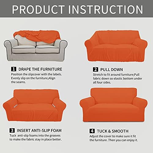 Easy-Going Stretch Chair Slipcover with Arm Washable Orange - Image 6