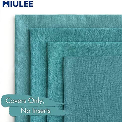 MIULEE Pack of 4 Decorative Outdoor Throw Pillow Covers Linen Waterproof Pillow Covers Summer Farmhouse Cushion Cases for Patio Garden Tent Balcony Couch Sofa 18x18 Inch Turquoise - Image 5