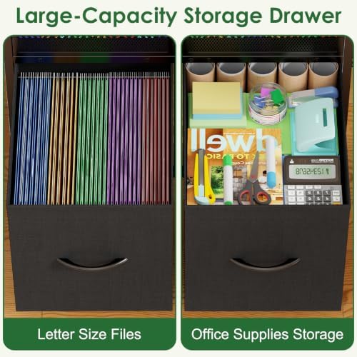 Sbanmao Rolling File Cart, File Cabinet with 2 Fabric Drawers, Black - Image 4
