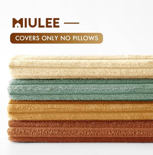 MIULEE Soft Corduroy Decorative Throw Pillow Covers Orange Teal 20x20 - Image 3