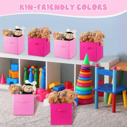 Yinder 12 Pcs Cube Storage Bin Pink 10.5''x10.5''x11'' Storage Cubes - Image 6