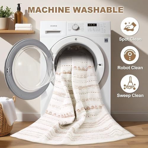 Nakagishi Boho 3x5 Area Rug Living Room Rugs Machine Washable Beige/Brown - Image 2