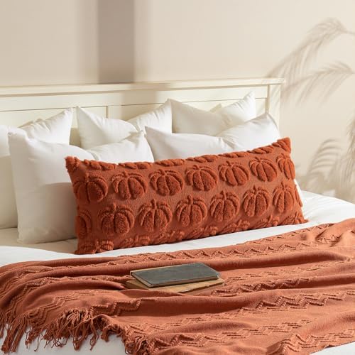 MIULEE Fall Pillow Cover Pumpkin Fall Decor Lumbar 14x36 Rust by MIULEE