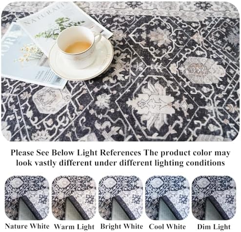 Washable 3x5 Entryway Area Rugs: Ultra Soft Low Pile Carpet for Kitchen Nursery Indoor Light-Weight Doormat Anti-Slip Cozy Rug for Living Room Bedroom Small Vintage Floor Mat Home Decor(3x5,Black) - Image 3