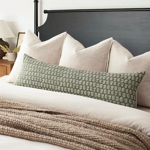 Foindtower Long Floral Print Lumbar Throw Pillow Covers 14×36 Sage Green - Image 4